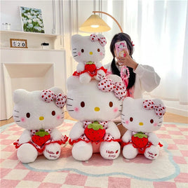 Hello Kitty Strawberry Plushies Stuff Doll Children Girl Throw Pillow Giant Stuffed Cuddly Gifts - Lusy Store LLC