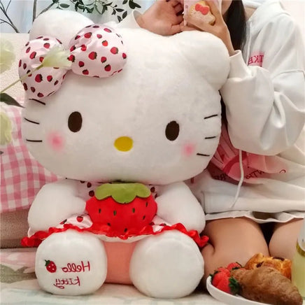 Hello Kitty Strawberry Plushies Stuff Doll Children Girl Throw Pillow Giant Stuffed Cuddly Gifts - Lusy Store LLC