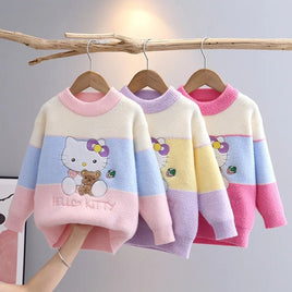 Hello Kitty Sweater Girls Kawaii Childrens Mink Fleece Thickened