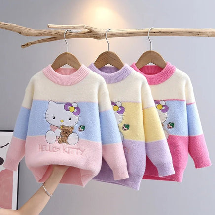Hello Kitty Sweater Girls Kawaii Childrens Mink Fleece Thickened