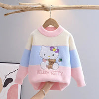 Hello Kitty Sweater Girls Kawaii Childrens Mink Fleece Thickened Pink