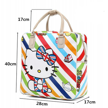 Hello Kitty Travel Bag Girls Lovely PU Leather Shoulder Messenger Tote Large Capacity Luggage - Lusy Store