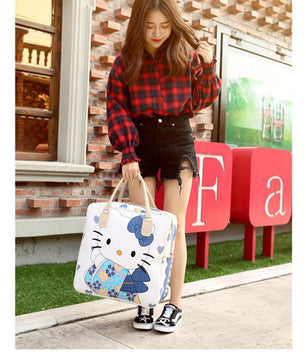 Hello Kitty Travel Bag Girls Lovely PU Leather Shoulder Messenger Tote Large Capacity Luggage - Lusy Store