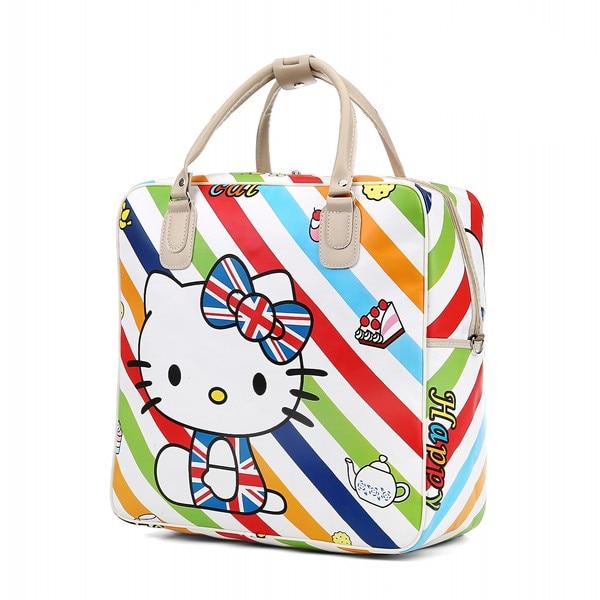 Hello Kitty Travel Bag Girls Lovely PU Leather Shoulder Messenger Tote Large Capacity Luggage - Lusy Store