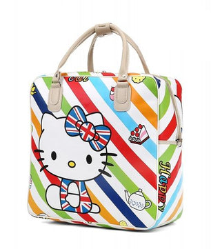 Hello Kitty Travel Bag Girls Lovely PU Leather Shoulder Messenger Tote Large Capacity Luggage - Lusy Store