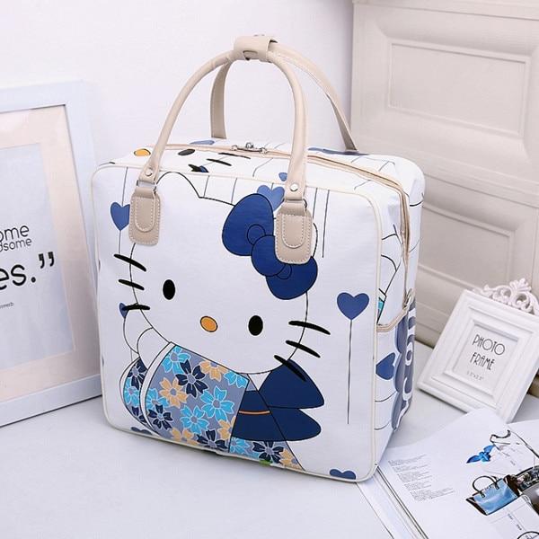 Hello Kitty Travel Bag Girls Lovely PU Leather Shoulder Messenger Tote Large Capacity Luggage - Lusy Store