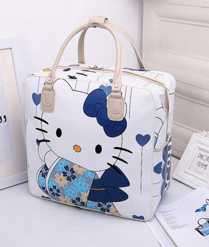 Hello Kitty Travel Bag Girls Lovely PU Leather Shoulder Messenger Tote Large Capacity Luggage - Lusy Store