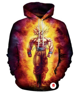 Hoodies Dragon Ball Z Pocket Hooded Sweatshirts Goku 3D Long Sleeve - Lusy Store