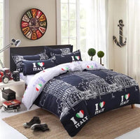 Italy Kids Bedding Sets Duvet Cover Bed Sheet Bed Linen Twin/Full/Queen/King Size Black