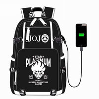 Jojo Backpack Bizarre Adventur USB Port Backpack Shoulder Book Bag Rucksack Cosplay B74 - Lusy Store