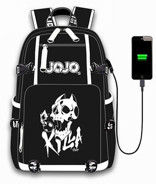 Jojo Backpack Bizarre Adventur USB Port Backpack Shoulder Book Bag Rucksack Cosplay B74 - Lusy Store