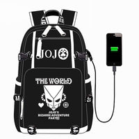 Jojo Backpack Bizarre Adventur USB Port Backpack Shoulder Book Bag Rucksack Cosplay B74 - Lusy Store