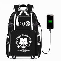 Jojo Backpack Bizarre Adventur USB Port Backpack Shoulder Book Bag Rucksack Cosplay B74 - Lusy Store