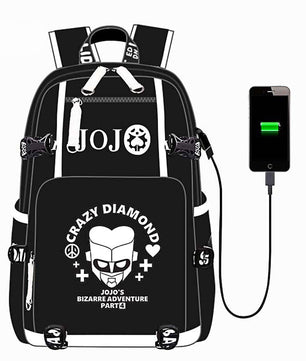 Jojo Backpack Bizarre Adventur USB Port Backpack Shoulder Book Bag Rucksack Cosplay B74 - Lusy Store