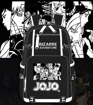 Jojo Backpack Bizarre Adventur USB Port Backpack Shoulder Book Bag Rucksack Cosplay B74 - Lusy Store