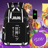 Jojo Backpack Bizarre Adventur USB Port Backpack Shoulder Book Bag Rucksack Cosplay B74 - Lusy Store