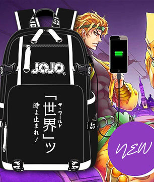 Jojo Backpack Bizarre Adventur USB Port Backpack Shoulder Book Bag Rucksack Cosplay B74 - Lusy Store