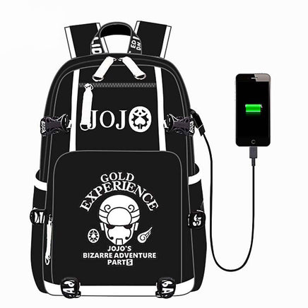 Jojo Backpack Bizarre Adventur USB Port Backpack Shoulder Book Bag Rucksack Cosplay B74 - Lusy Store