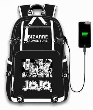Jojo Backpack Bizarre Adventur USB Port Backpack Shoulder Book Bag Rucksack Cosplay B74 - Lusy Store
