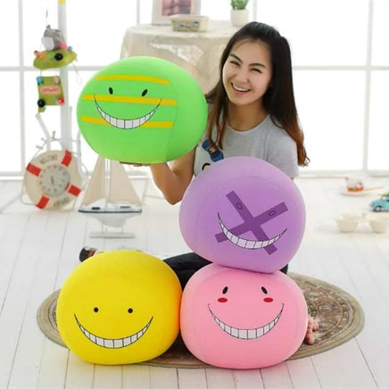 Kawaii Emoji Face Pillow Ansatsu Kyoushitsu Korosensei Foam Particles Assassination Classroom Round Plush Doll - Lusy Store