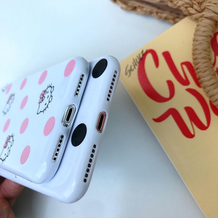 Kawaii Hello Kitty Pink Wave Point Phone Case For iPhone X XS Max XR 6 6 Puls 7 8 Plus - Lusy Store