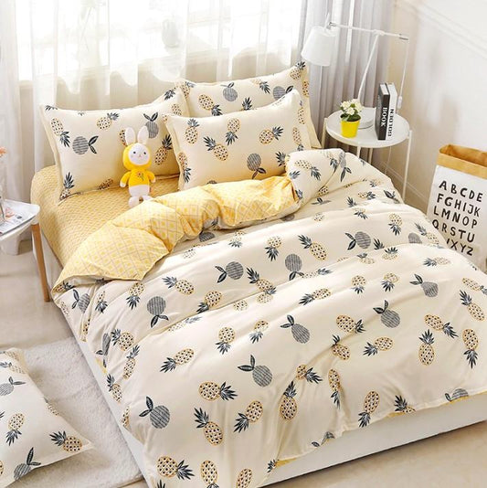 Kawaii Style Yellow Jackfruit Pattern Bedding Sets Duvet Cover Bed Sheet Kids Bedding Sets - Lusy Store