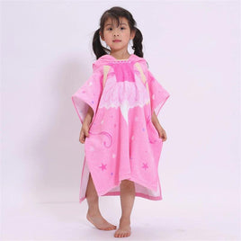 Kids Hooded Blanket Beach Towel For Children For Bathing Swimming Pool Childrens Bathrobe Pink