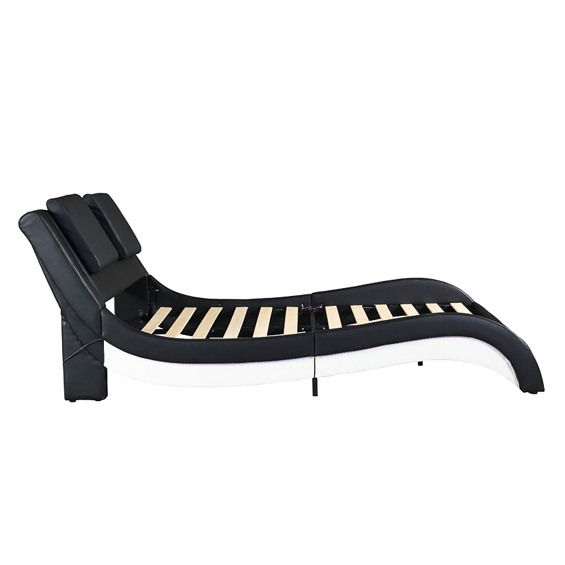 King Bed Faux Leather Upholstered Platform Bed Frame With LED Lighting Bluetooth Connection F394 - Lusy Store