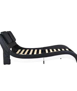 King Bed Faux Leather Upholstered Platform Bed Frame With LED Lighting Bluetooth Connection F394 - Lusy Store