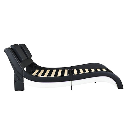 King Bed Faux Leather Upholstered Platform Bed Frame With LED Lighting Bluetooth Connection F394