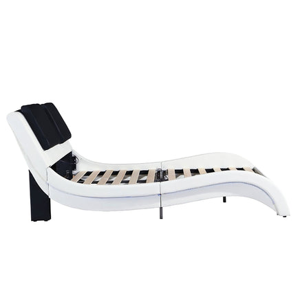 King Bed Faux Leather Upholstered Platform Bed Frame With LED Lighting Bluetooth Connection F394