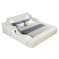 King Bed Multifunctional Big Size Black Wood Smart Bed With Storage Box F393