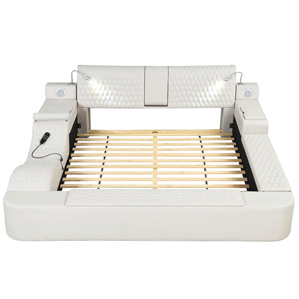 King Bed Multifunctional Big Size Black Wood Smart Bed With Storage Box F393