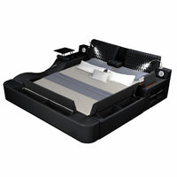 King Bed Multifunctional Big Size Black Wood Smart Bed With Storage Box F393