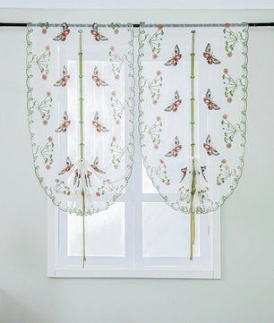 Kitchen Curtains Embroidered Butterfly Curtains Tulle For Window Elegant Japanese Style - Lusy Store