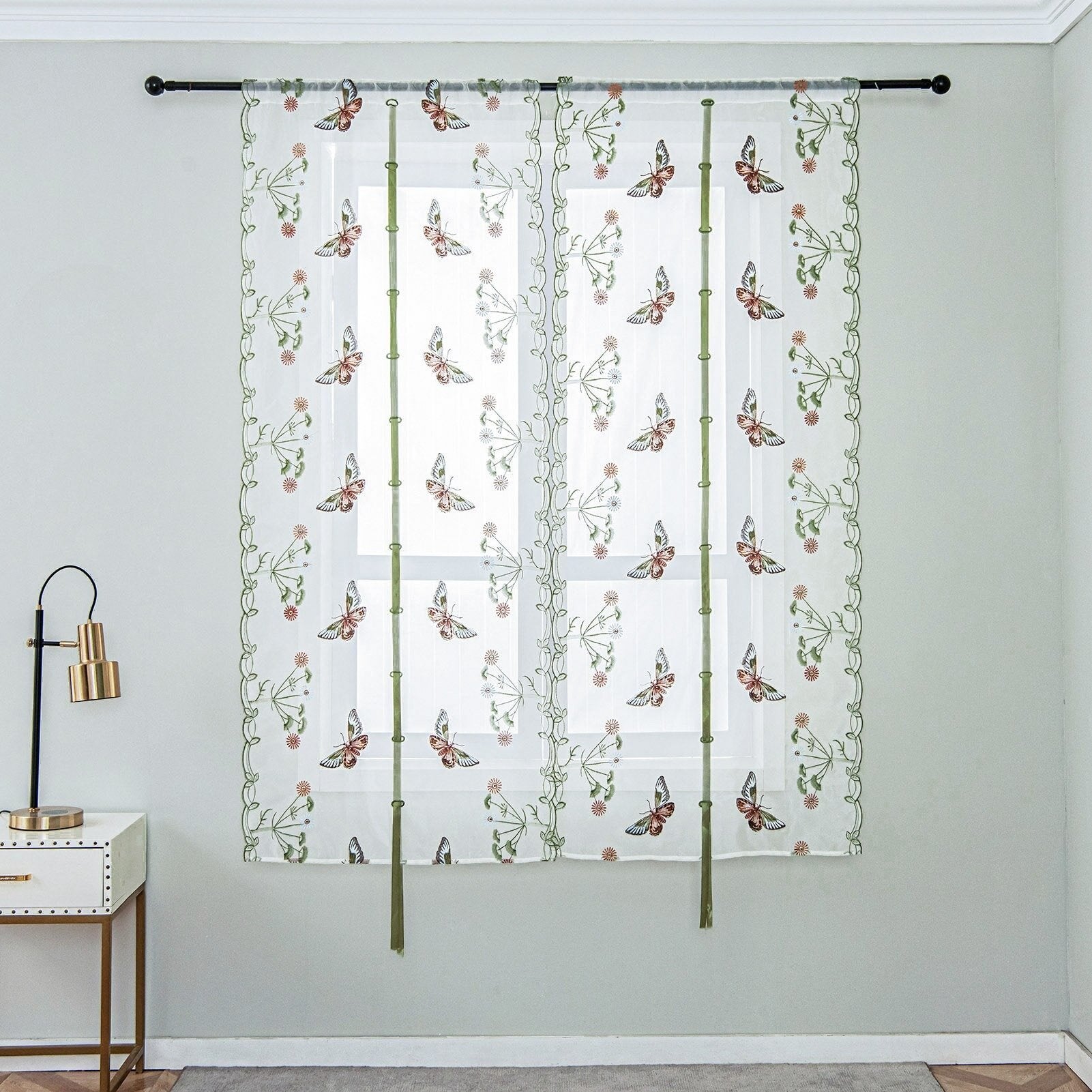 Kitchen Curtains Embroidered Butterfly Curtains Tulle For Window Elegant Japanese Style - Lusy Store