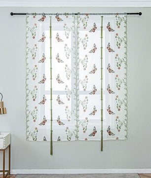 Kitchen Curtains Embroidered Butterfly Curtains Tulle For Window Elegant Japanese Style - Lusy Store