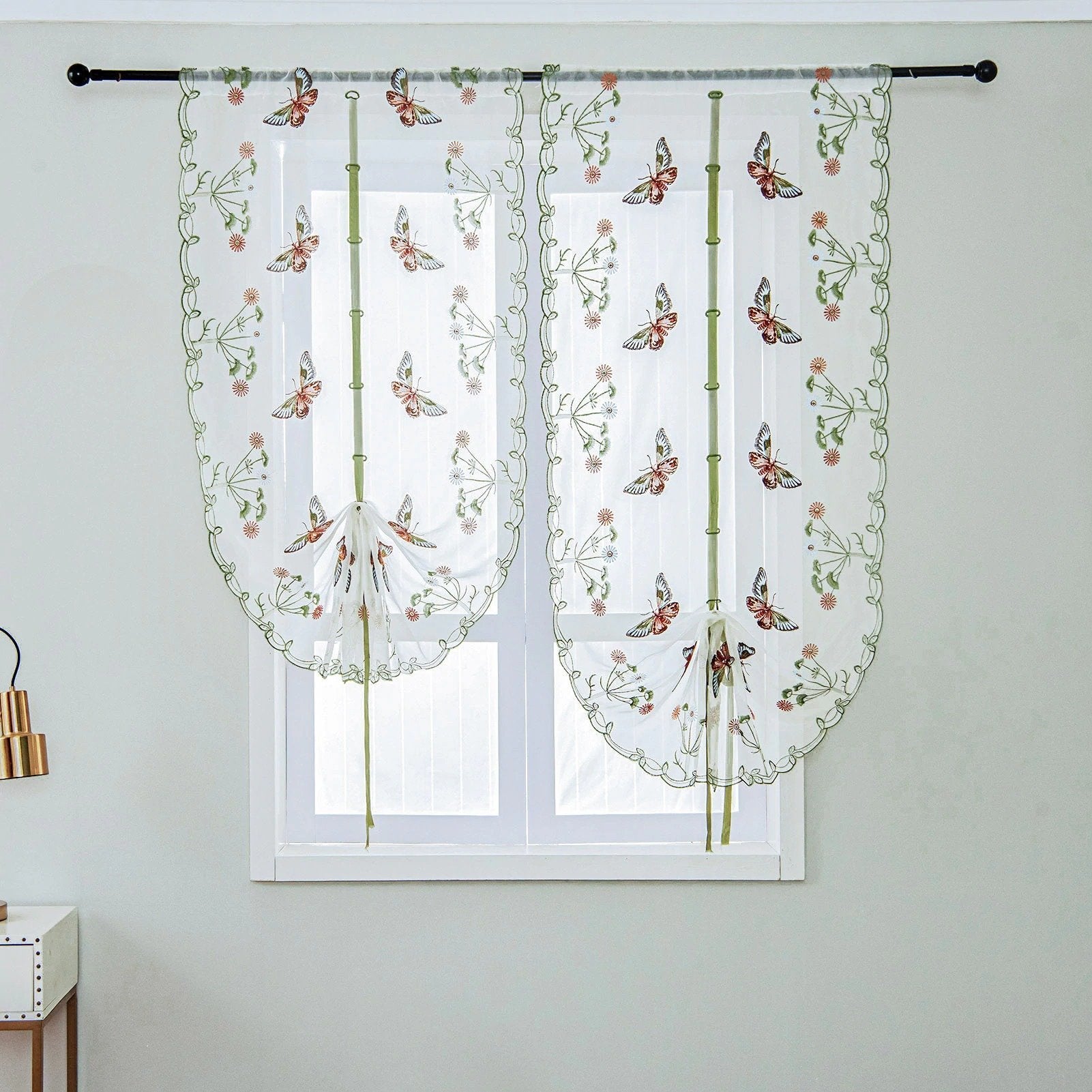 Kitchen Curtains Embroidered Butterfly Curtains Tulle For Window Elegant Japanese Style - Lusy Store