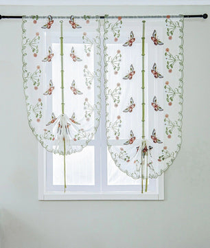 Kitchen Curtains Embroidered Butterfly Curtains Tulle For Window Elegant Japanese Style - Lusy Store
