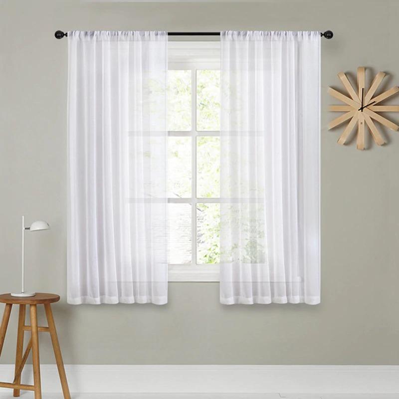 Kitchen Curtains White Short Window Curtains Background Decor Drapes - Lusy Store