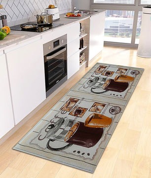 Kitchen Mat Coffee Kitchen Rug Doormat Anti Slip Home Living Room Bedroom Floor Decor KM379 - Lusy Store