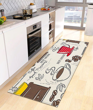 Kitchen Mat Coffee Kitchen Rug Doormat Anti Slip Home Living Room Bedroom Floor Decor KM379b - Lusy Store