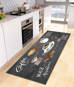 Kitchen Mat Coffee Kitchen Rug Doormat Anti Slip Home Living Room Bedroom Floor Decor KM379b - Lusy Store