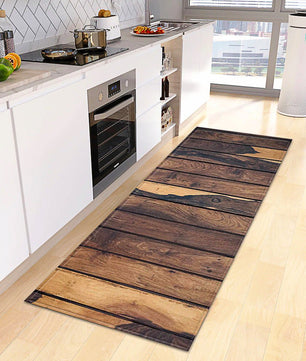 Kitchen Mat Wood Grain Bedroom Entrance Anti-Slip Living Room Floor Decor Carpet Home KM365 - Lusy Store