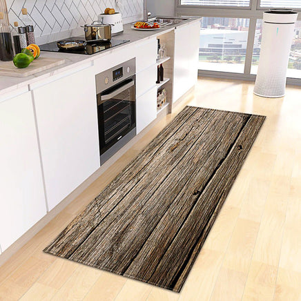 Kitchen Mat Wood Grain Bedroom Entrance Anti-Slip Living Room Floor Decor Carpet Home KM365 - Lusy Store