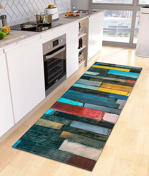 Kitchen Mat Wood Grain Bedroom Entrance Anti-Slip Living Room Floor Decor Carpet Home KM365 - Lusy Store