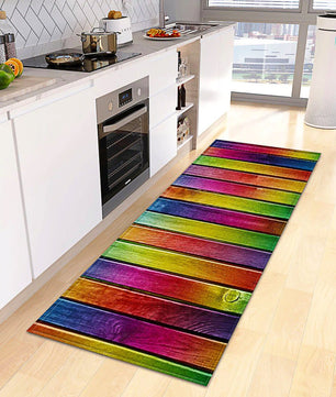 Kitchen Mat Wood Grain Bedroom Entrance Anti-Slip Living Room Floor Decor Carpet Home KM365 - Lusy Store