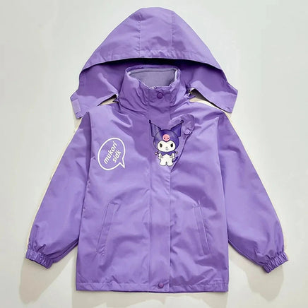 Kuromi Jacket Anime Cinnamoroll Polarized Kids Hooded Cartoon Detachable Casual Top Girl