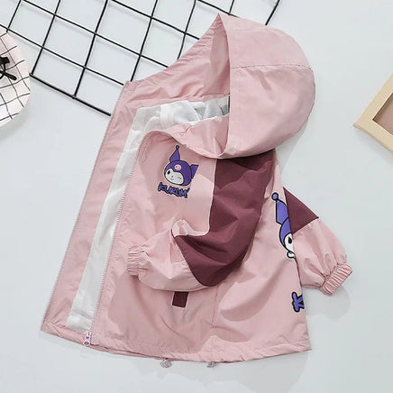 Kuromi Jacket Anime Cinnamoroll Polarized Kids Hooded Cartoon Detachable Casual Top Girl A4