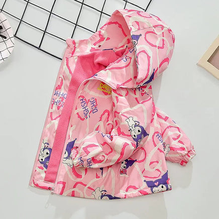 Kuromi Jacket Anime Cinnamoroll Polarized Kids Hooded Cartoon Detachable Casual Top Girl A1